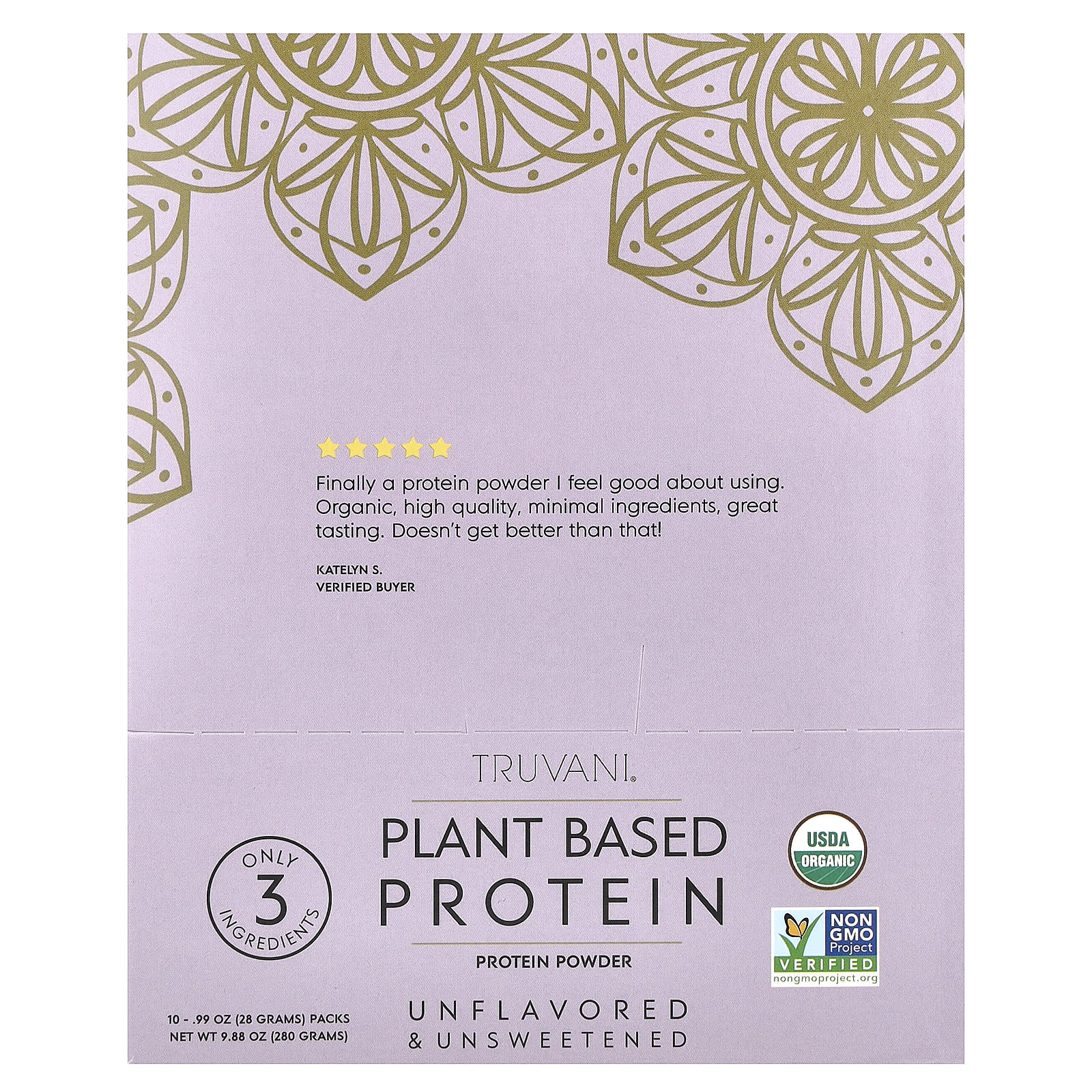 Truvani, Plant Based Protein, Unflavored & Unsweetened, 10 Packs, 0.99 oz (28 g) Each - Image 1