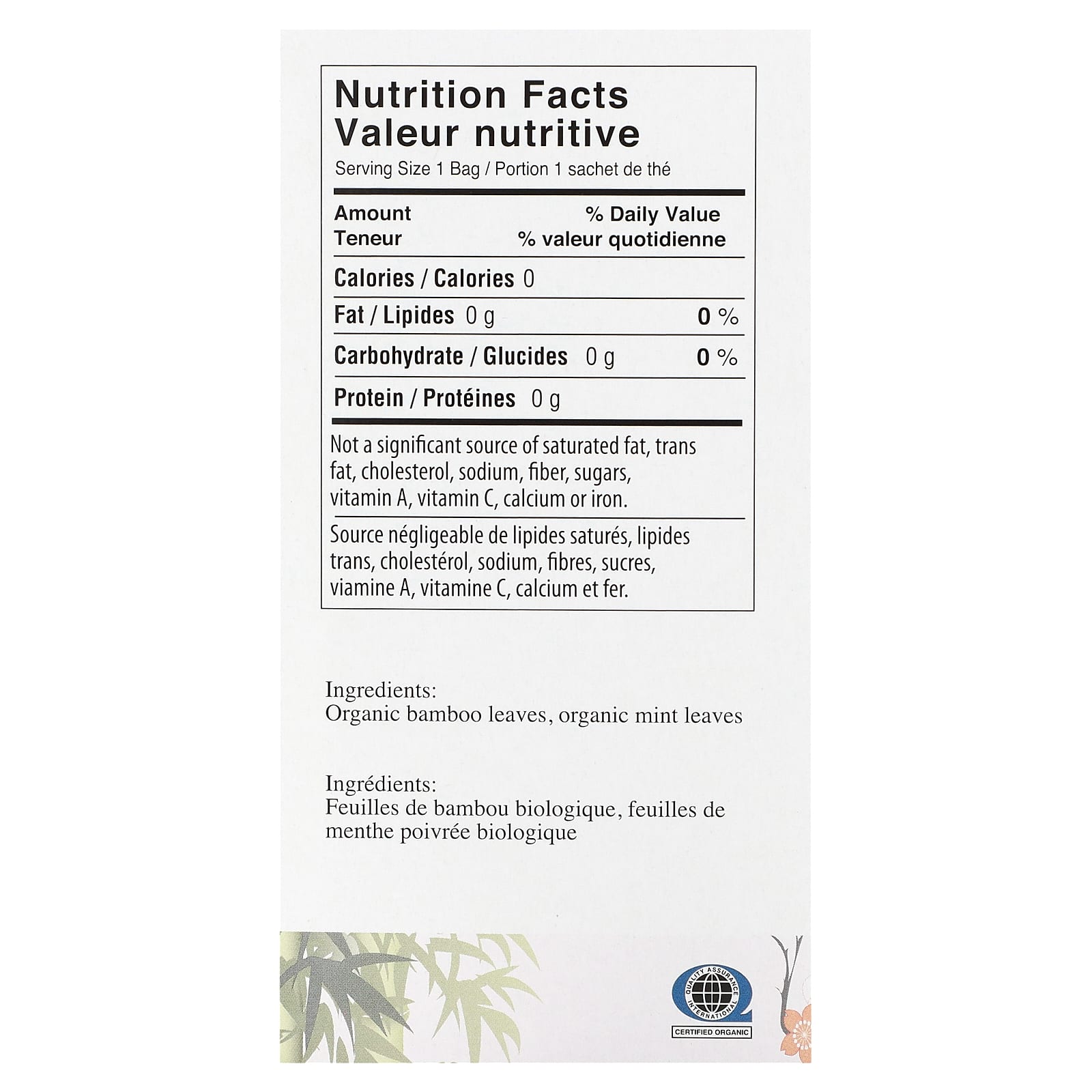 Uncle Lee's Tea, Organic Bamboo Tea, Mint, Caffeine Free, 18 Tea Bags, 1.02 oz (28.8 g) - Image 2