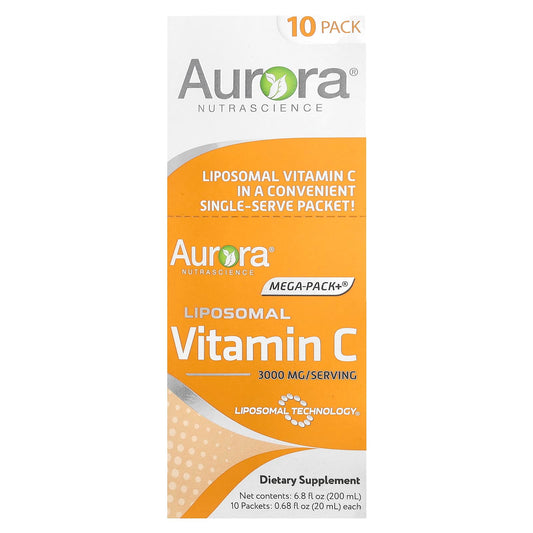 Aurora Nutrascience, Mega-Pack+®, Liposomal Vitamin C, 10 Packets, 0.68 fl oz (20 ml) Each