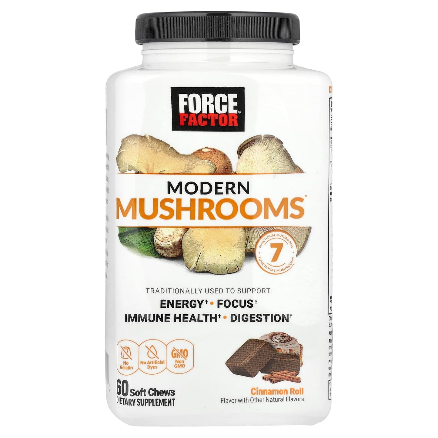 Force Factor Modern Mushrooms Cinnamon Roll Soft Chews for Energy & Immunity - Image 1