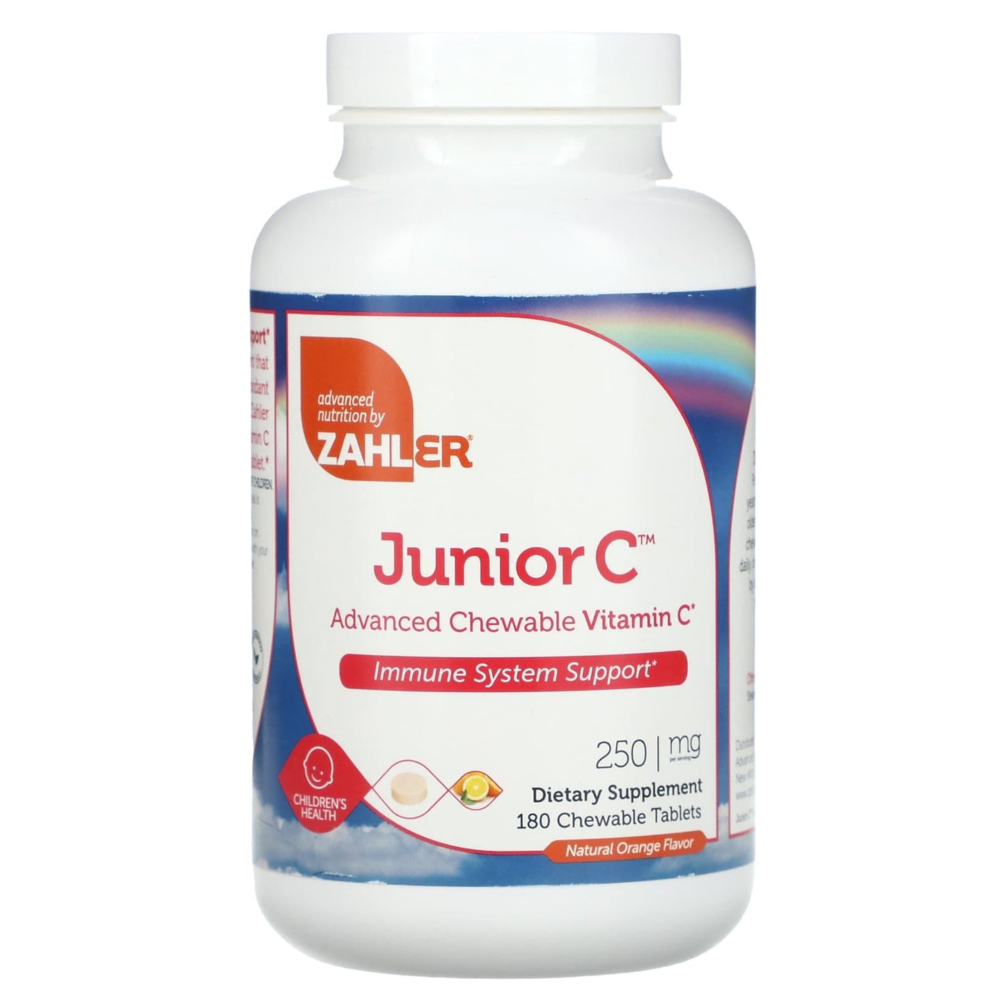Zahler, Junior C, Advanced Chewable Vitamin C, Natural Orange, 250 mg, 180 Chewable Tablets - Image 1