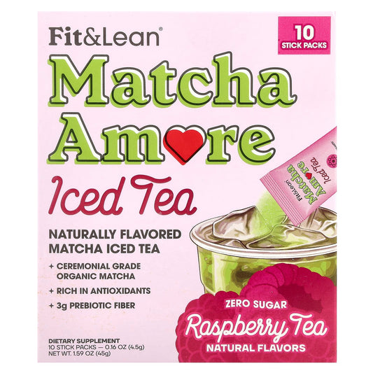 Boost Energy & Focus with Matcha Amore Raspberry Tea, 10 Stick Packs - Image 1