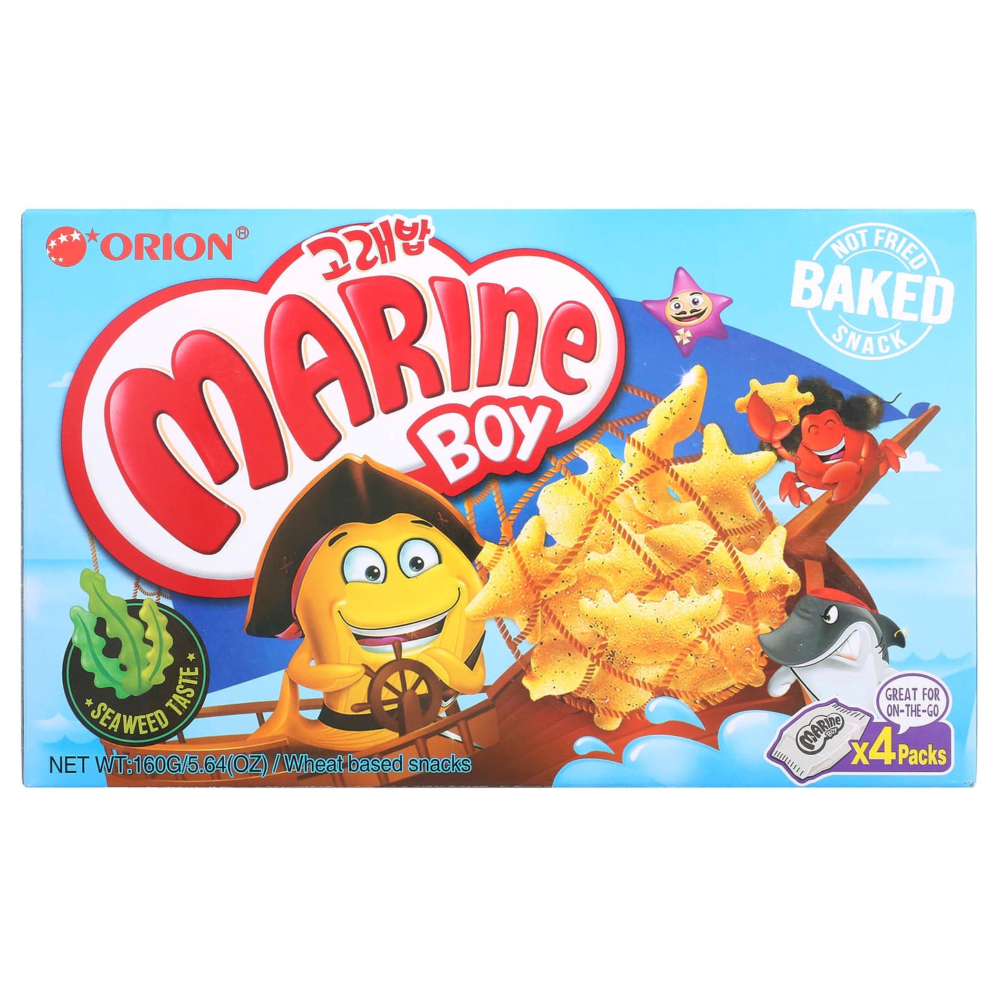Orion, Marine Boy, Wheat Based Snacks, Seaweed, 4 Packs, 1.41 oz (40 g) Each - Image 1