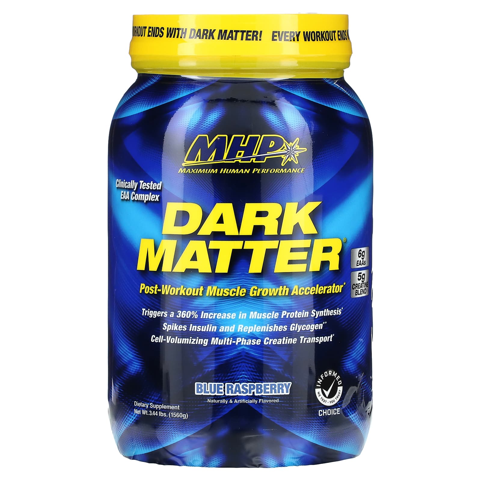 MHP, DARK MATTER, Post-Workout Muscle Growth Accelerator, Blue Raspberry, 3.44 lbs (1,560 g) - Image 1
