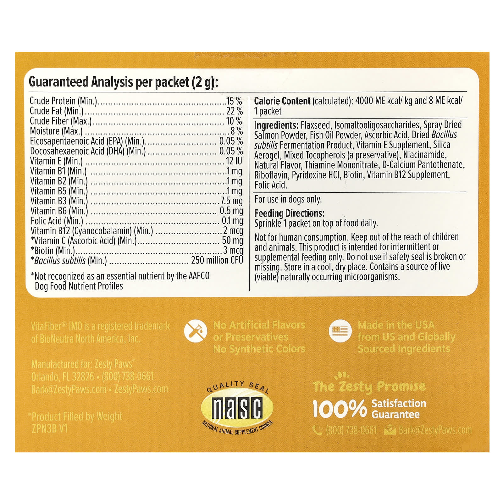 Zesty Paws, Multivitamin Powder, For Dogs, All Ages, Salmon, 30 Packets, 2.1 oz (60 g) - Image 2