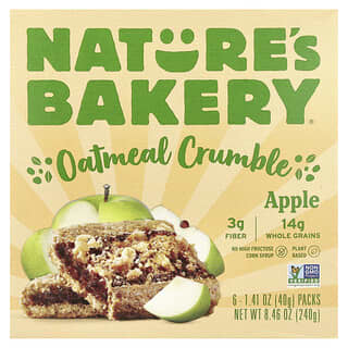 Nature's Bakery Oatmeal Crumble Apple Bars, 6 Pack - Vegan, Gluten Free