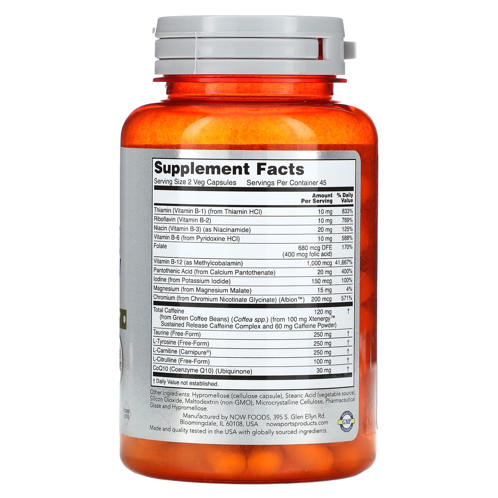 NOW Foods, Sustained Energy, 90 Veg Capsules - Image 2