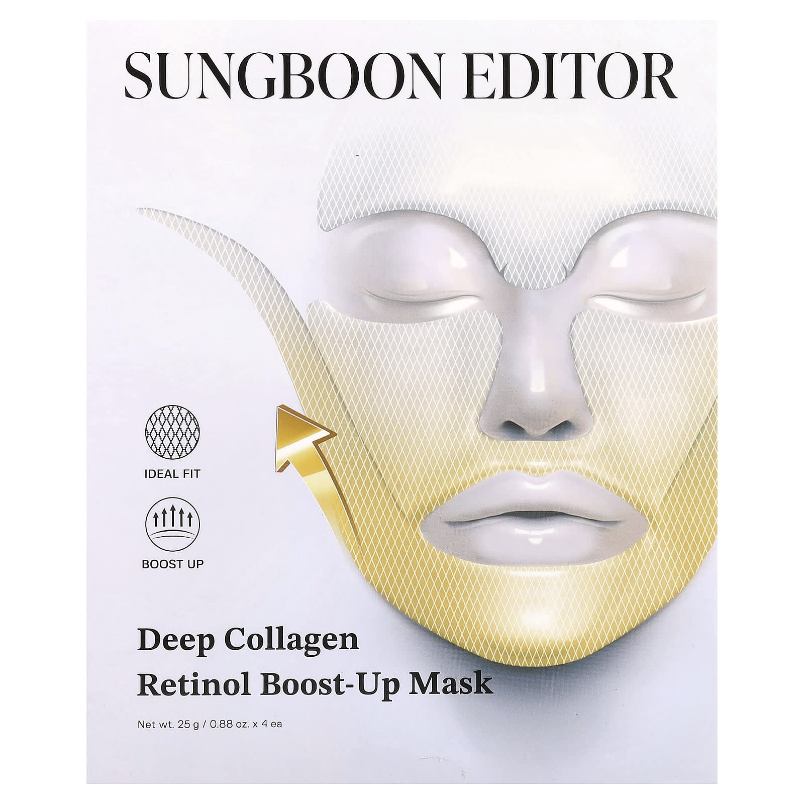 Sungboon Editor, Deep Collagen Retinol Boost-Up Beauty Mask , 4 Sheets, 0.88 oz (25 g) Each - Image 2