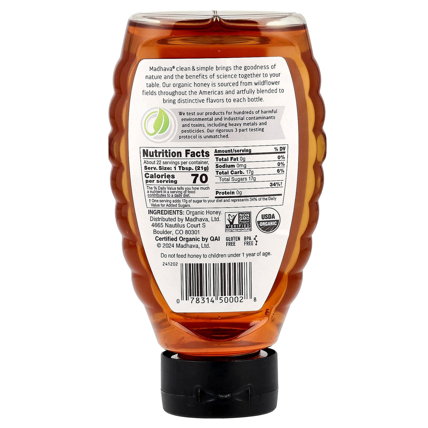 Madhava, Organic Golden Honey, Unfiltered, 16 oz (454 g) - Image 2