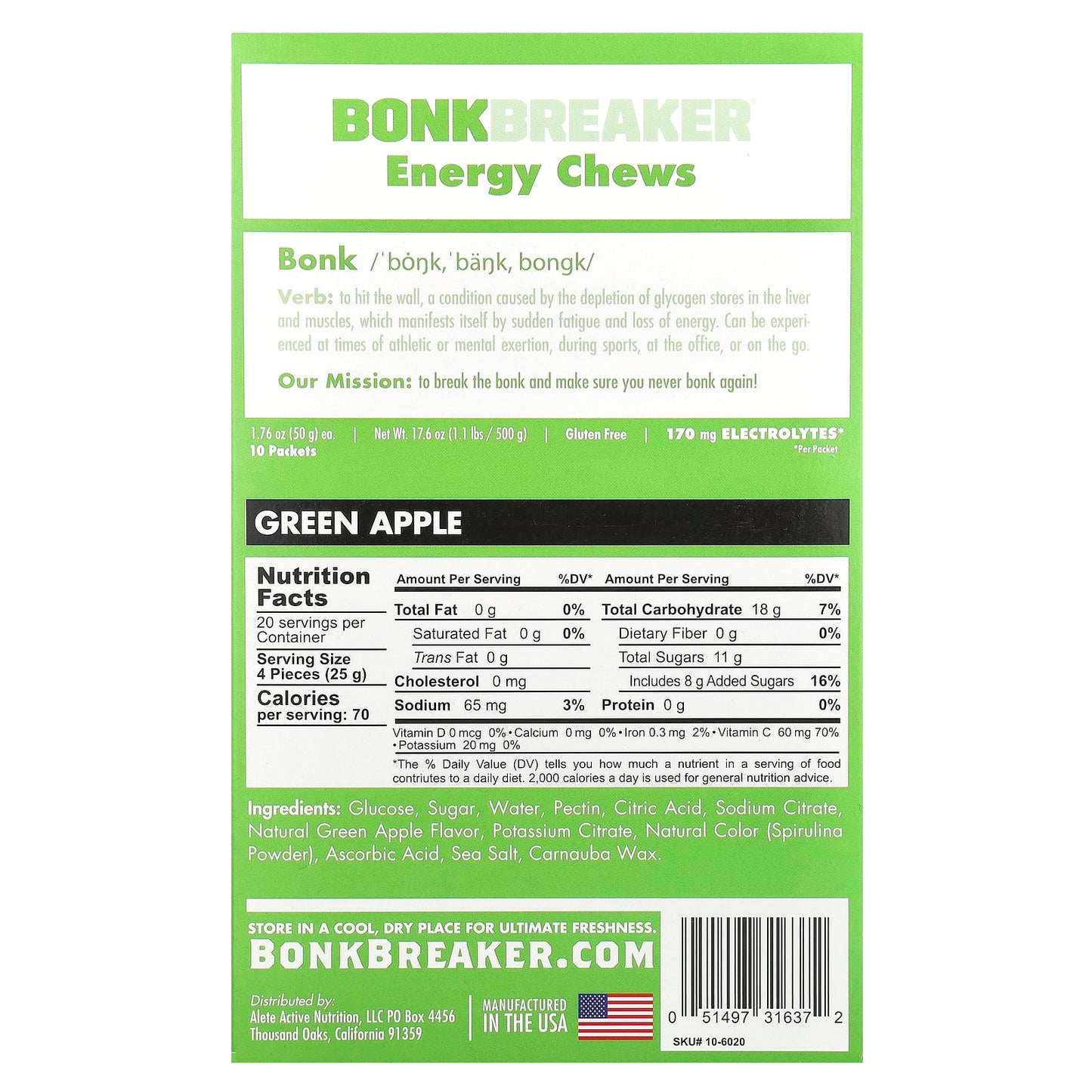 Break the Bonk with Green Apple Energy Chews - 10 Packets - Image 2