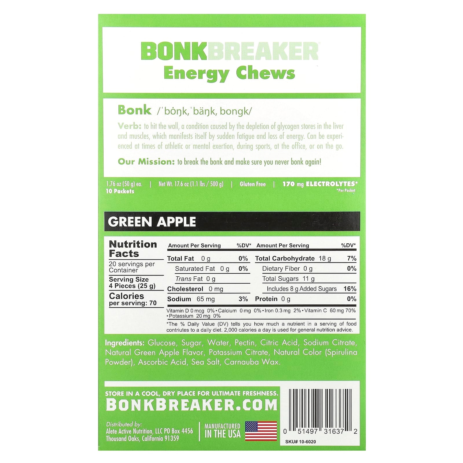 Break the Bonk with Green Apple Energy Chews - 10 Packets - Image 2