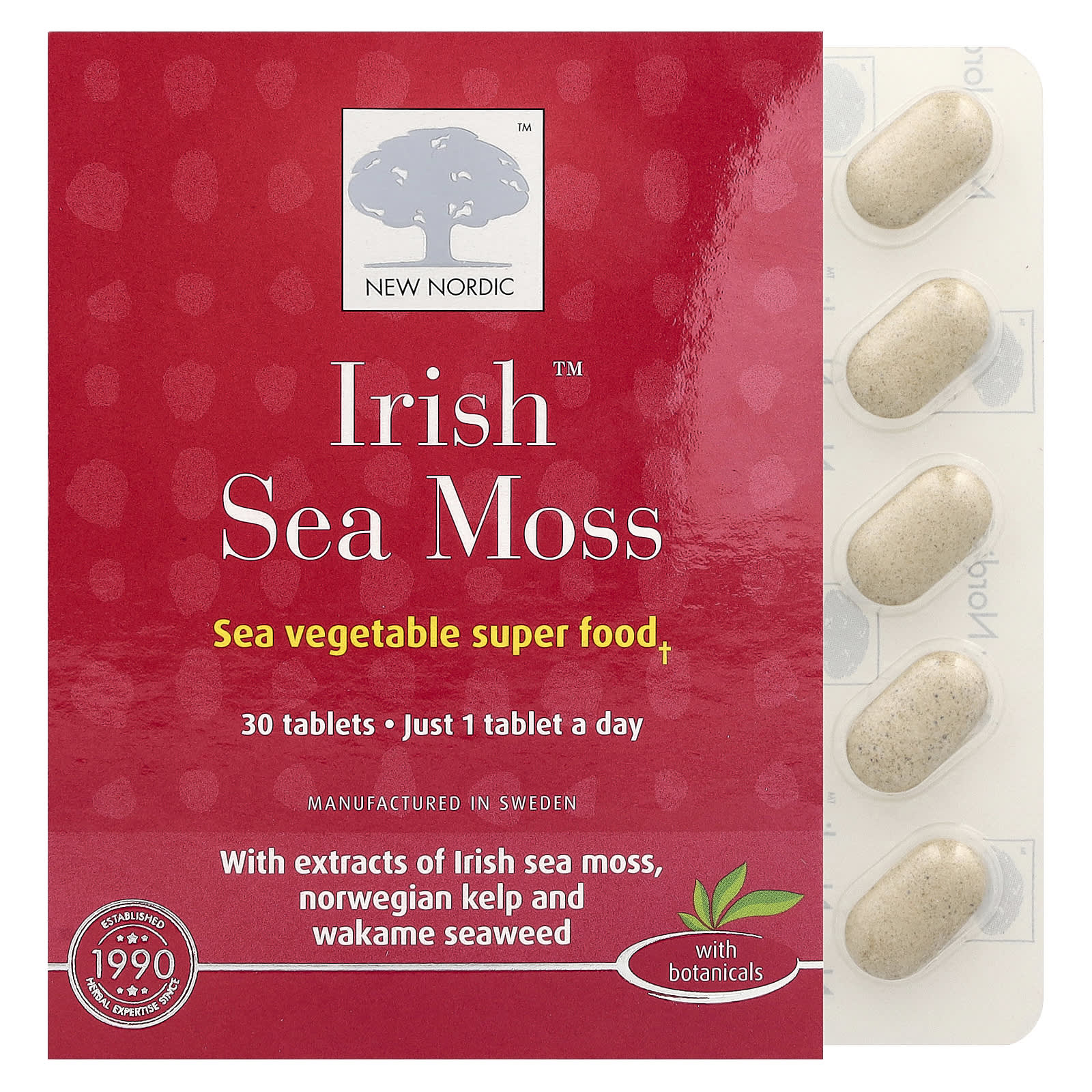New Nordic, Irish Sea Moss, 30 Tablets - Image 1