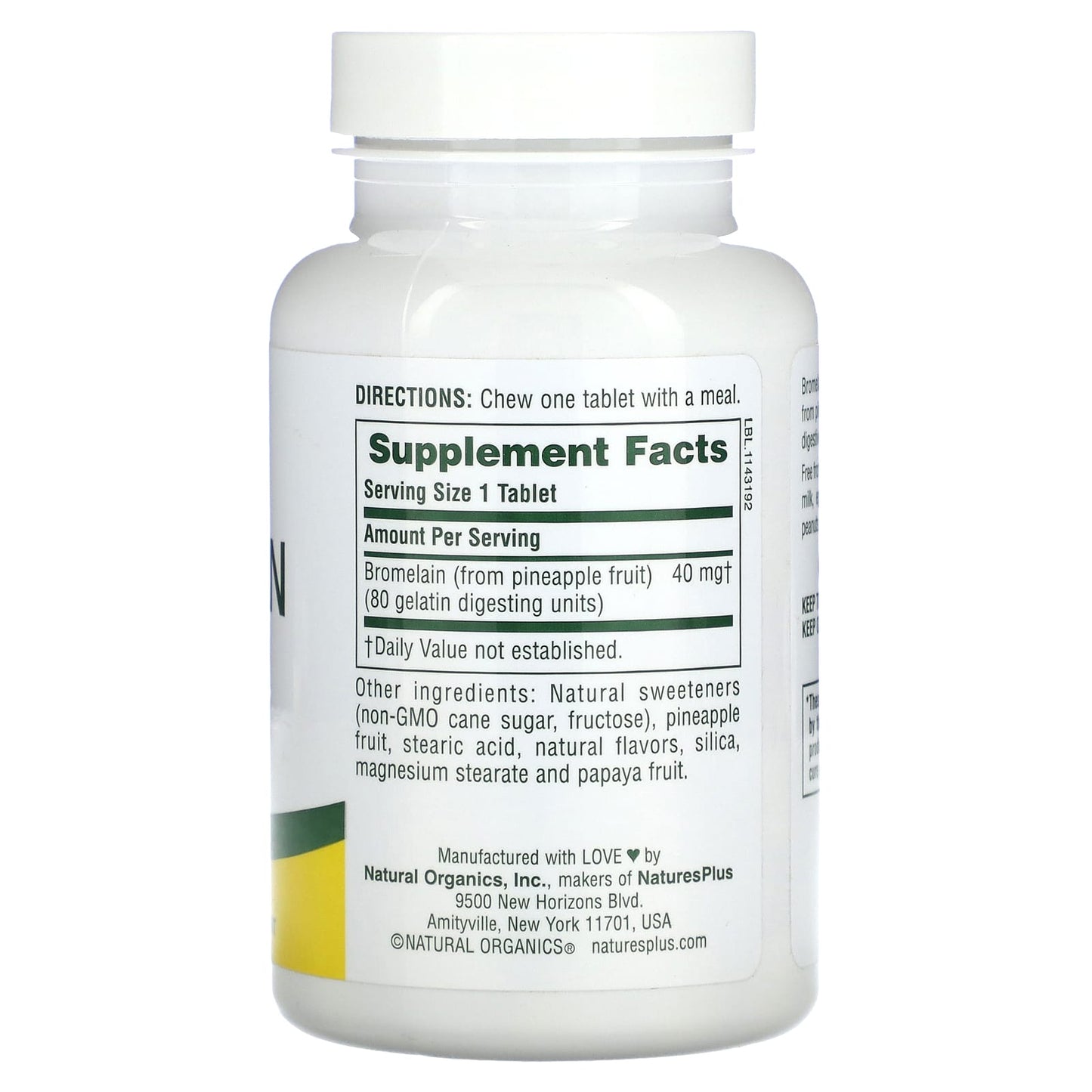 NaturesPlus, Chewable Bromelain, Pineapple, 40 mg, 180 Tablets - Image 2