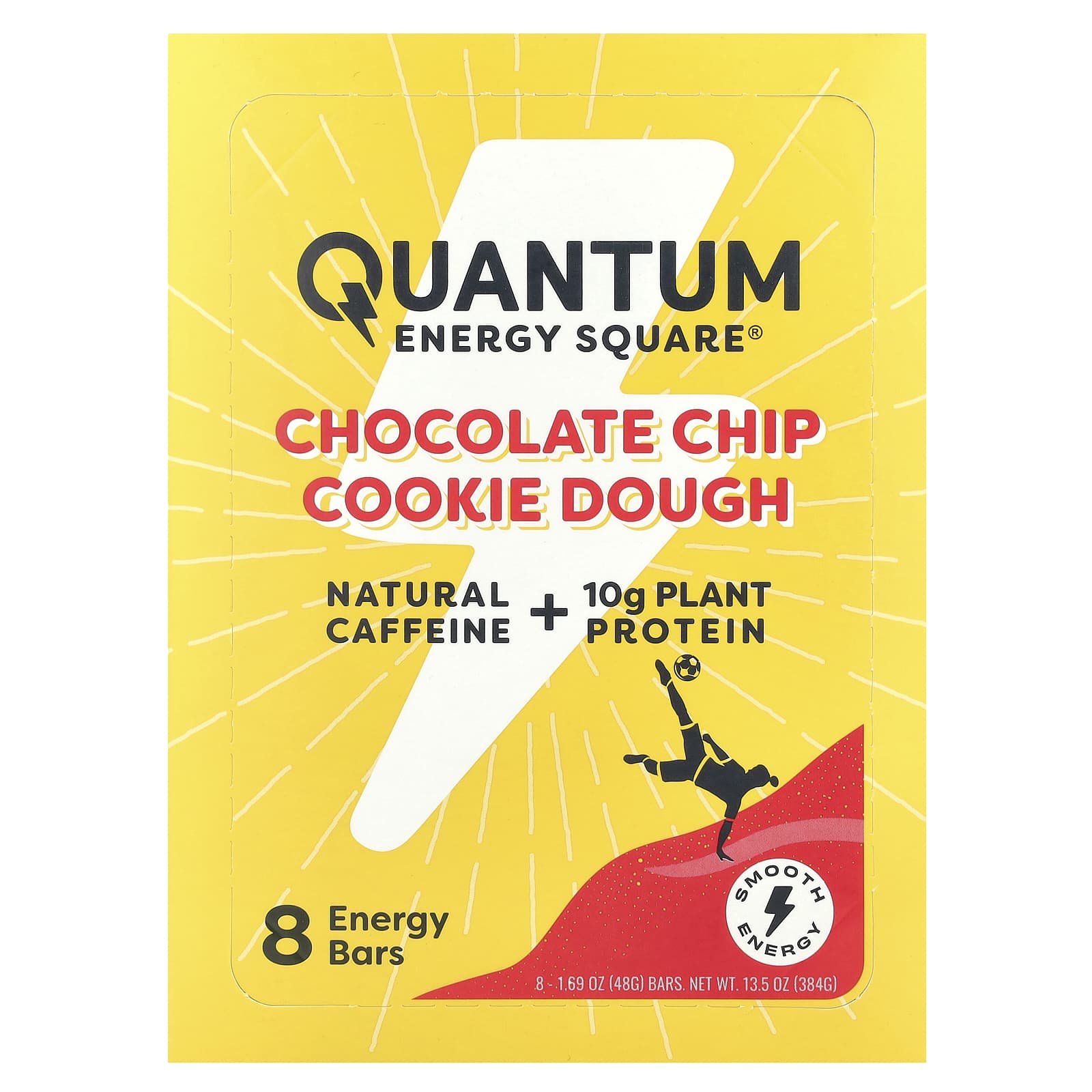 Quantum Energy Square, Energy Square®, Chocolate Chip Cookie Dough, 8 Bars, 1.69 oz (48 g) Each - Image 1