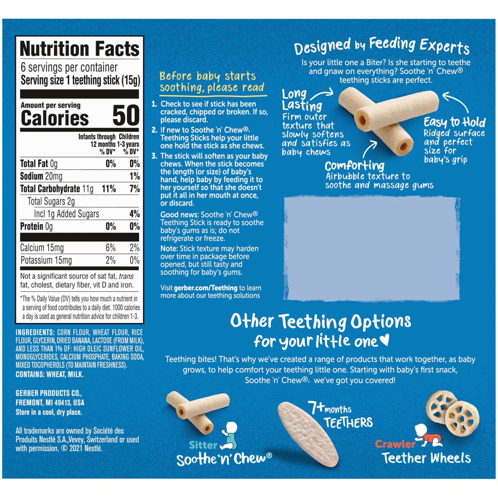 Gerber Soothe 'N' Chew Teething Sticks, Banana, for 6+ Months - Image 2