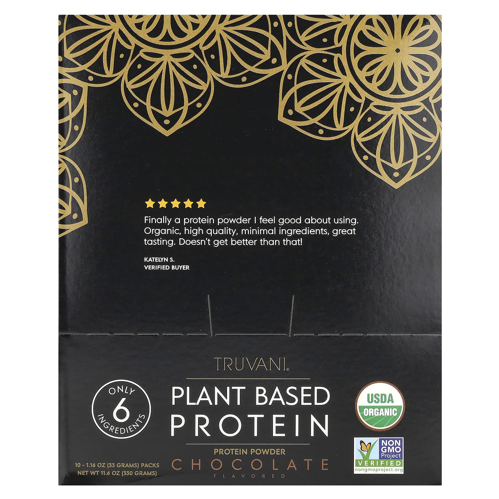 Truvani, Plant Based Protein, Chocolate, 10 Packs, 1.16 oz (33 g) Each - Image 1