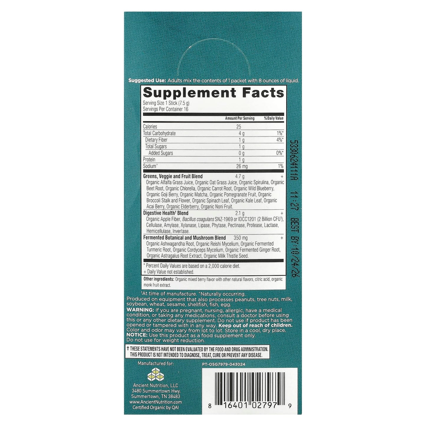 Boost Energy & Detox with Ancient Nutrition Organic Super Greens Berry - Image 2