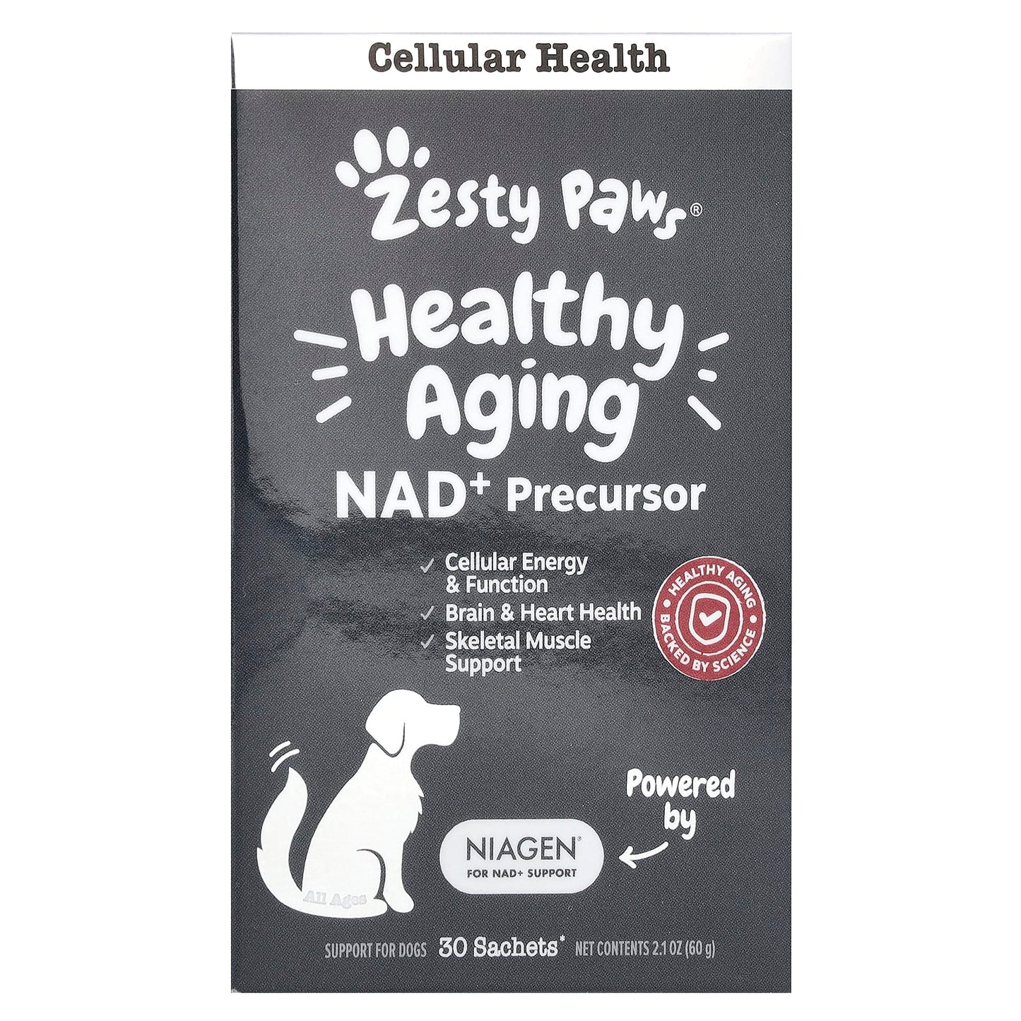 Zesty Paws, Healthy Aging, NAD+ Precursor, For Dogs, 30 Sachets, 2.1 oz (60 g) - Image 1