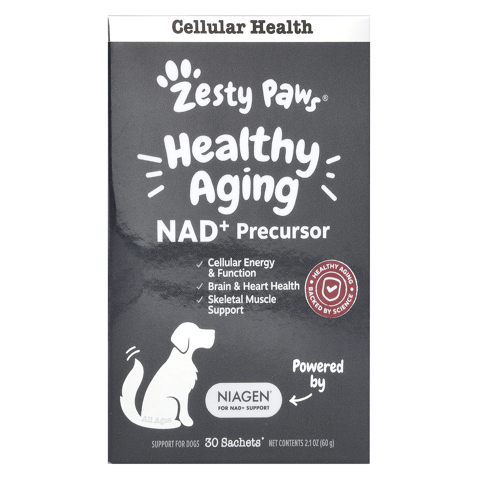 Zesty Paws, Healthy Aging, NAD+ Precursor, For Dogs, 30 Sachets, 2.1 oz (60 g) - Image 1