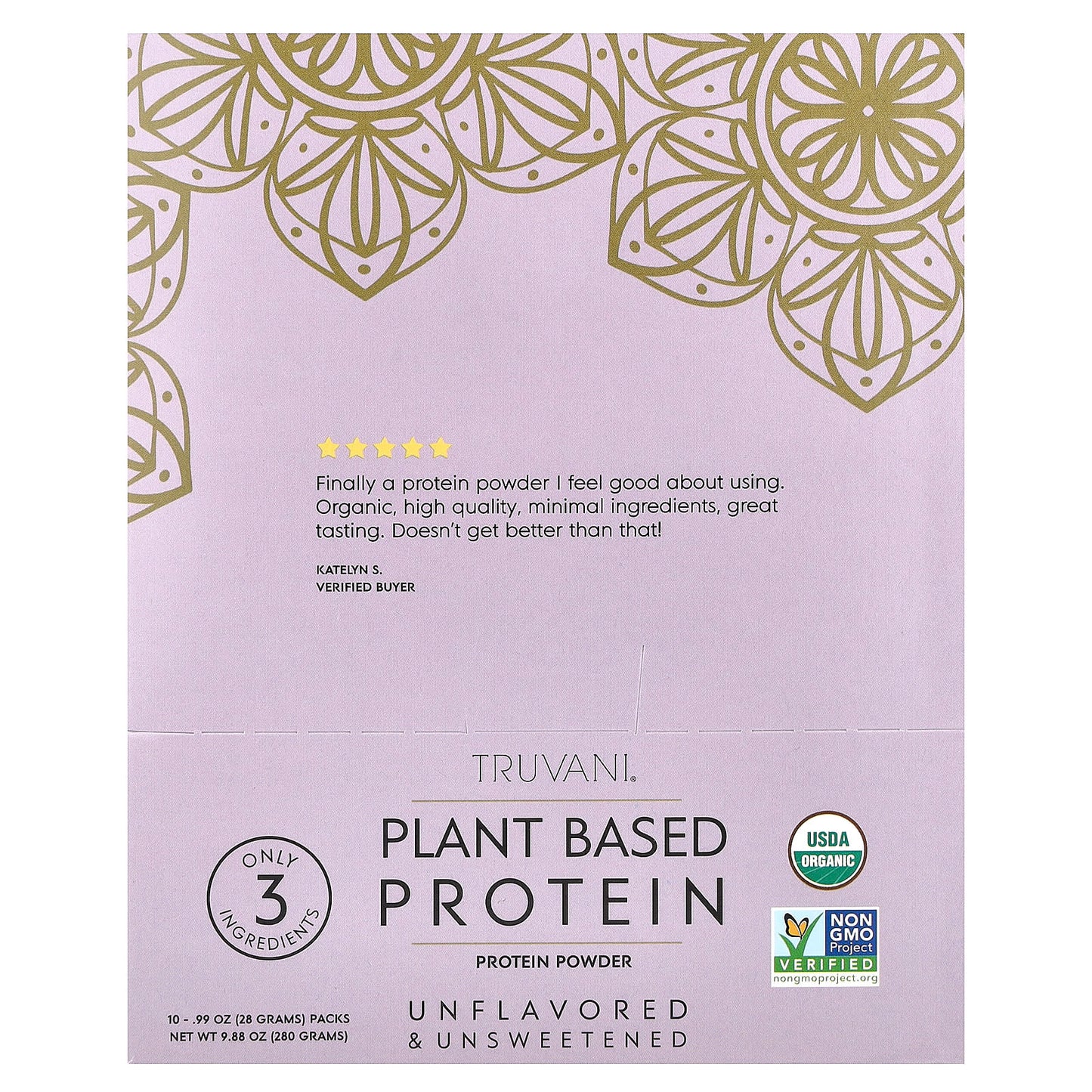 Truvani, Plant Based Protein, Unflavored & Unsweetened, 10 Packs, 0.99 oz (28 g) Each - Image 1