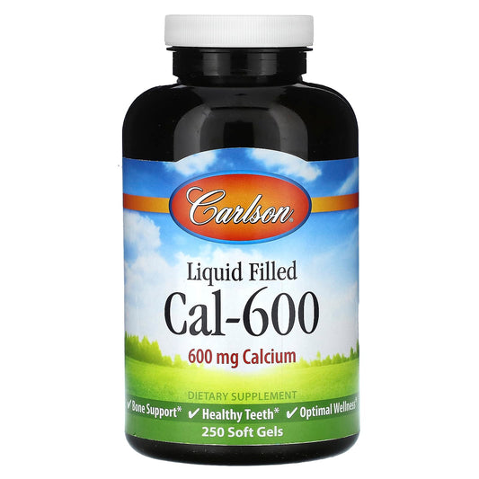 Carlson Liquid Filled Cal-600, 600mg Calcium Supplement for Bone Health - Image 1