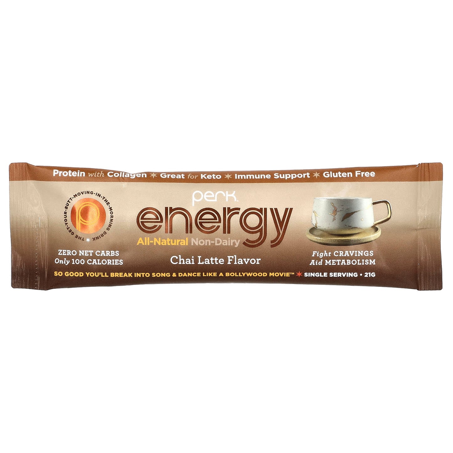 Perk Energy, All-Natural Non-Dairy, Chai Latte, 10 Stick Packs, (21 g) Each - Image 2