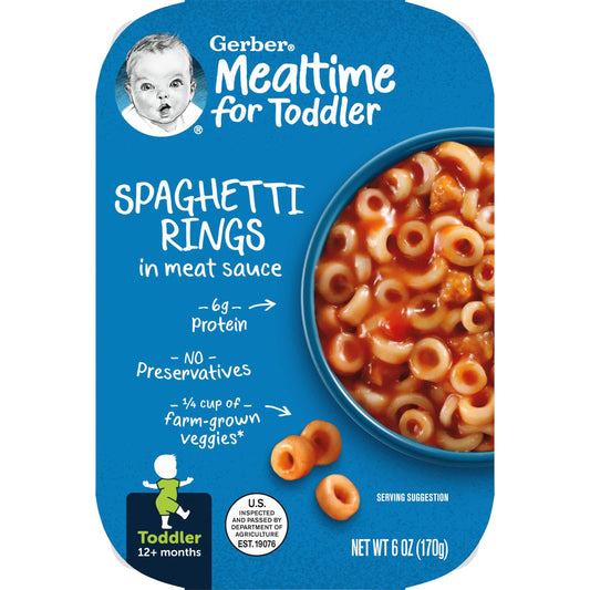 Gerber Toddler Spaghetti Rings in Meat Sauce, 6 oz, No Preservatives - Image 1
