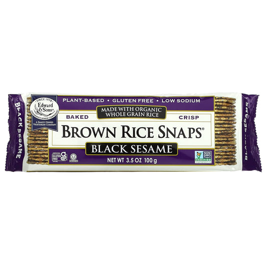 Certified Organic Black Sesame Brown Rice Snaps by Edward & Sons - Image 1