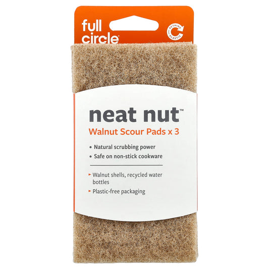 Full Circle Walnut Scour Pads - Eco-Friendly Non-Stick Cookware Cleaner - Image 1