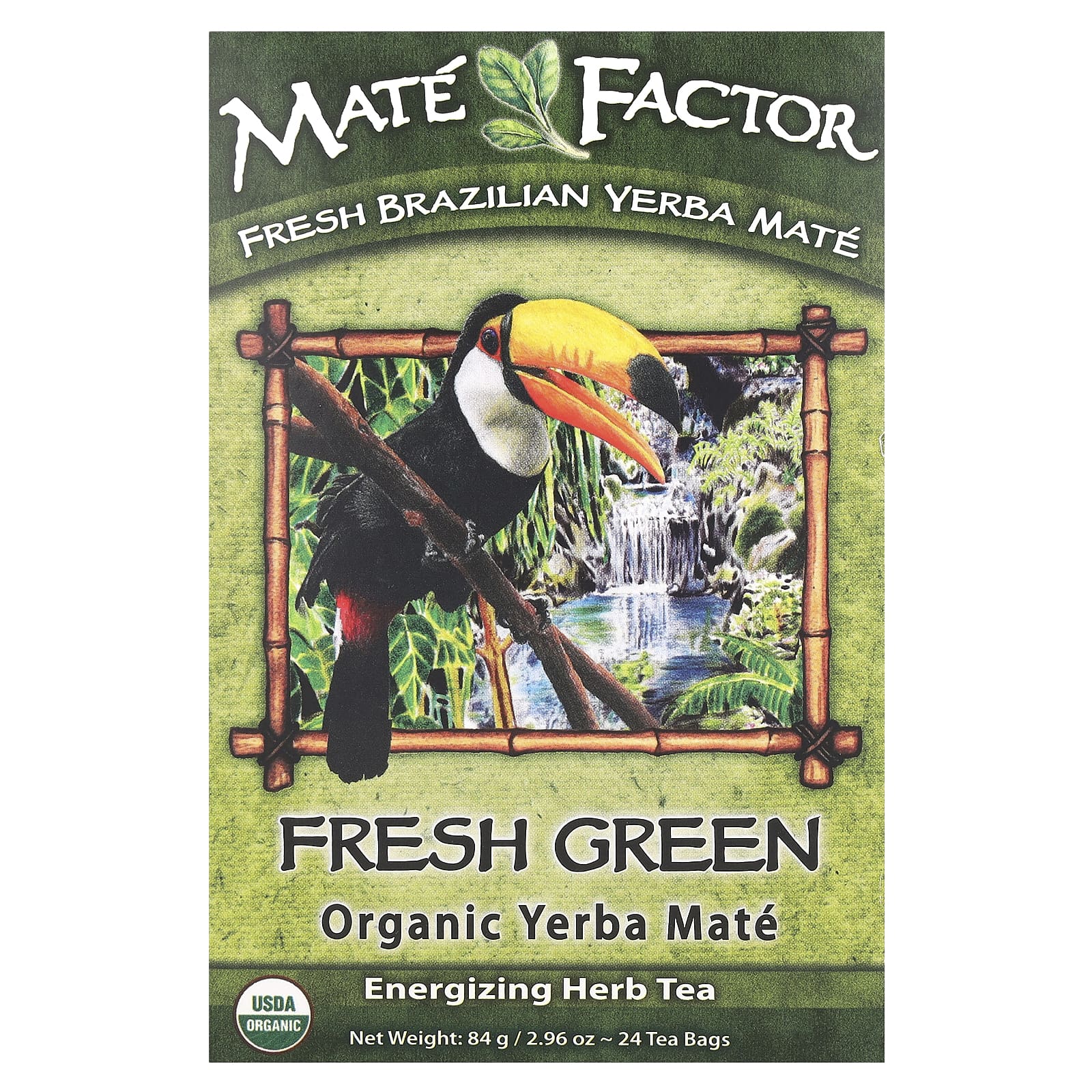 Mate Factor, Organic Yerba Mate, Fresh Green, 24 Tea Bags, 2.96 oz (84 g) - Image 1