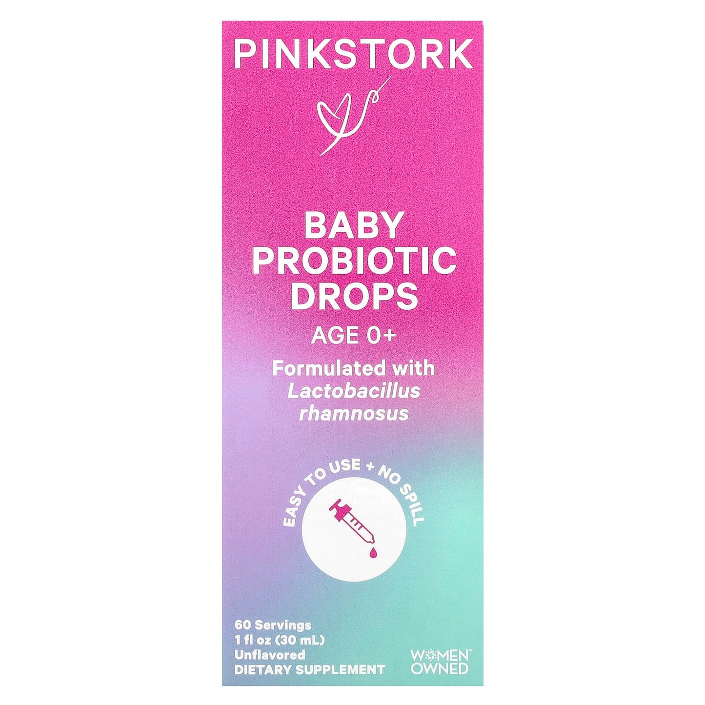 Pink Stork, Baby Probiotic Drops, Age 0+, Unflavored, 1 fl oz (30 ml) - Image 1