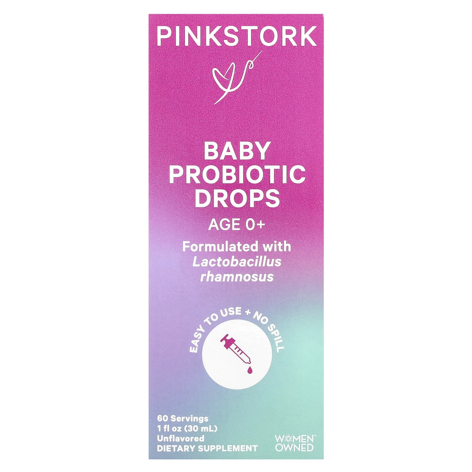 Pink Stork, Baby Probiotic Drops, Age 0+, Unflavored, 1 fl oz (30 ml) - Image 1