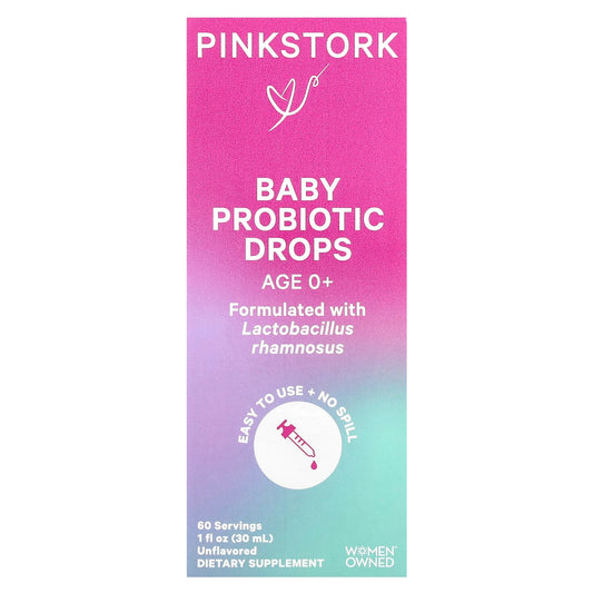 Pink Stork, Baby Probiotic Drops, Age 0+, Unflavored, 1 fl oz (30 ml) - Image 1