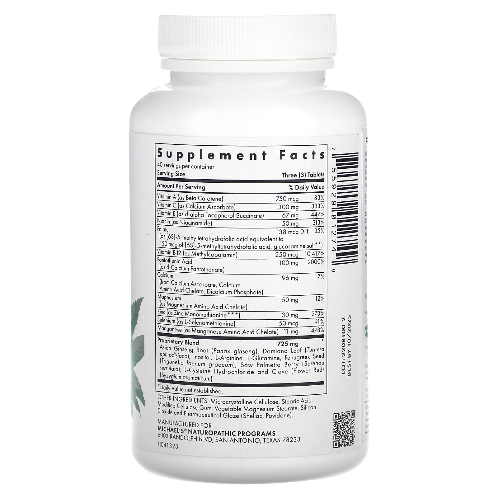 Michael's Health, Male Reproductive Factors, 120 Vegetarian Tablets - Image 2