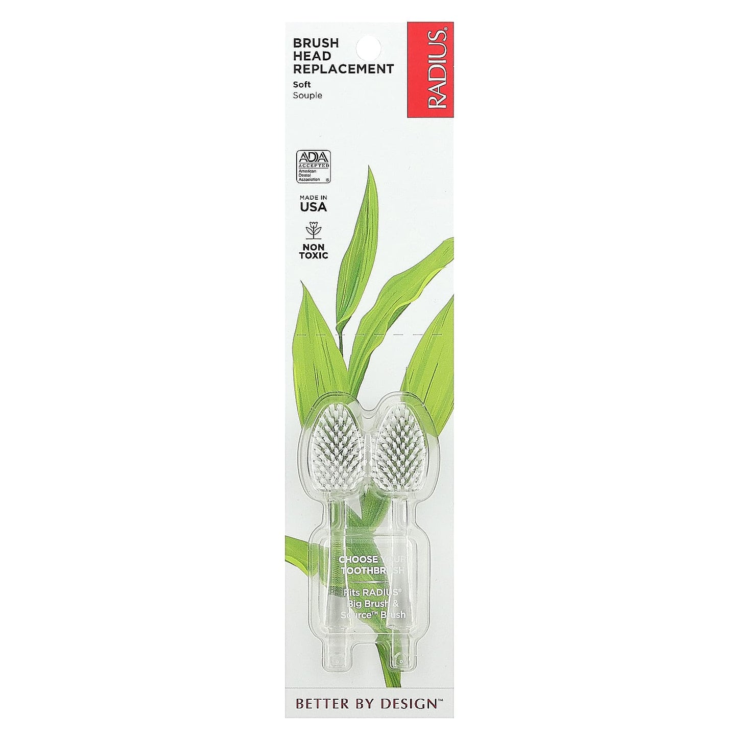RADIUS, Brush Head Replacement, Soft, 2 Pack - Image 1