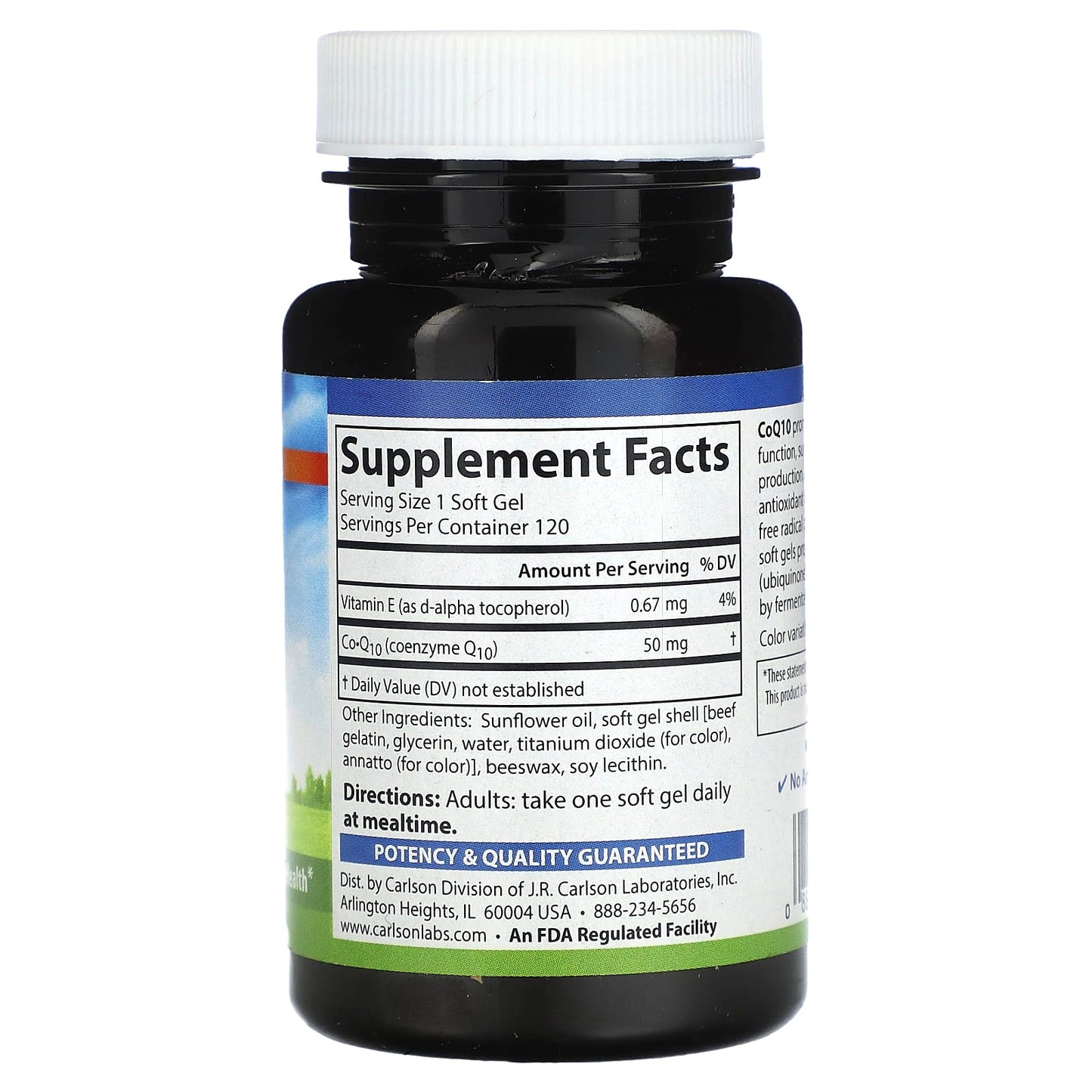 Carlson CoQ10 120 Softgels for Heart Health and Energy - Image 2