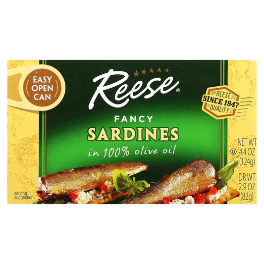 Reese, Fancy Sardines, In 100% Olive Oil, 4.4 oz (124 g) - Image 1