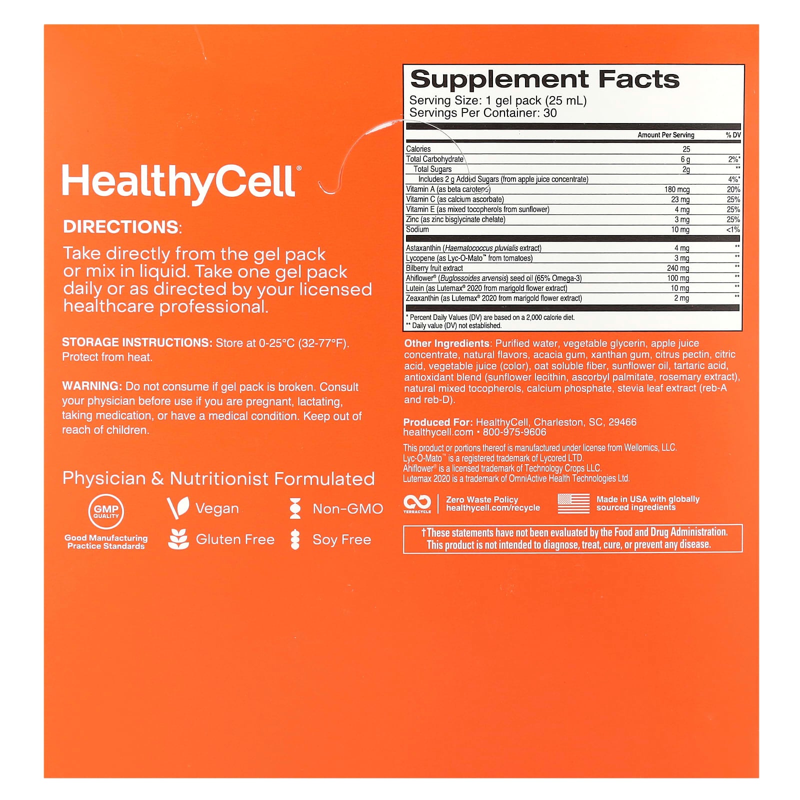 HealthyCell Blood Orange Eye Health Support Supplement, 30 Gel Packs - Image 2