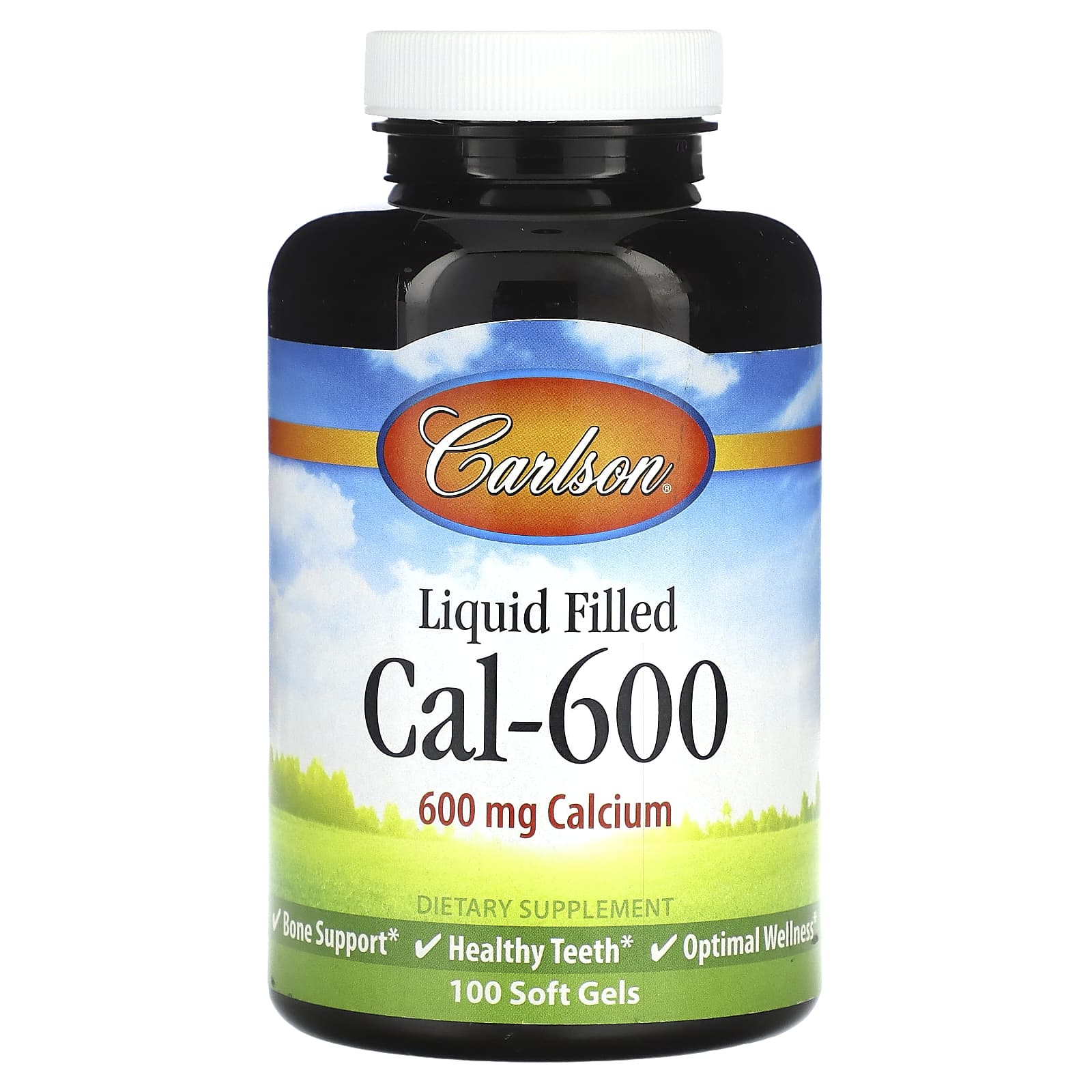Carlson Liquid Filled Cal-600 Calcium Supplement 600mg 100 Soft Gels - Image 1