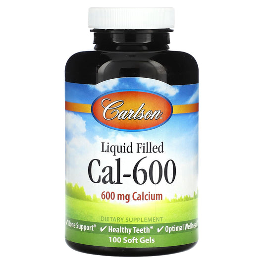 Carlson Liquid Filled Cal-600 Calcium Supplement 600mg 100 Soft Gels - Image 1