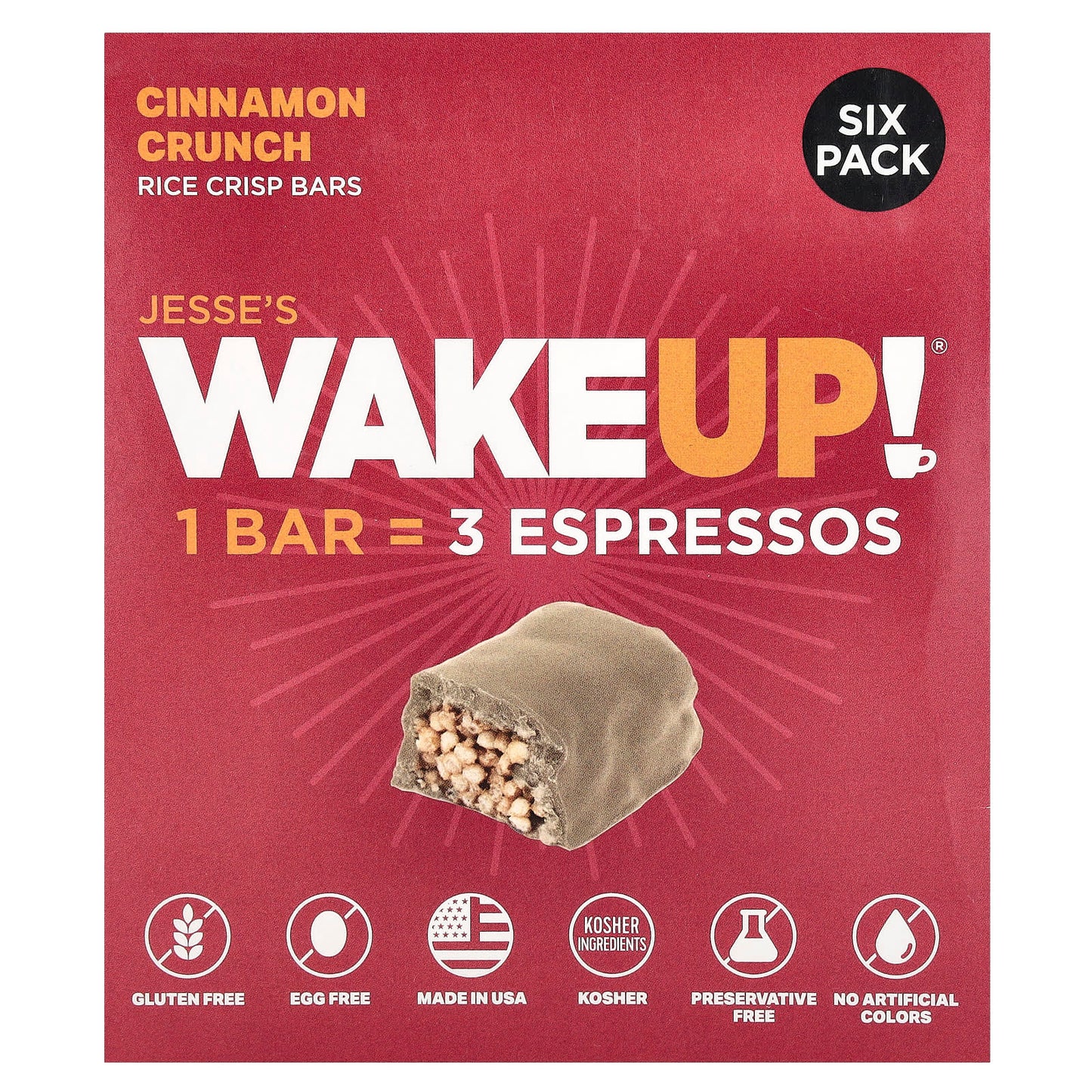 WakeUP! Energy Bars - Cinnamon Crunch, 6 Pack, Gluten Free - Image 1
