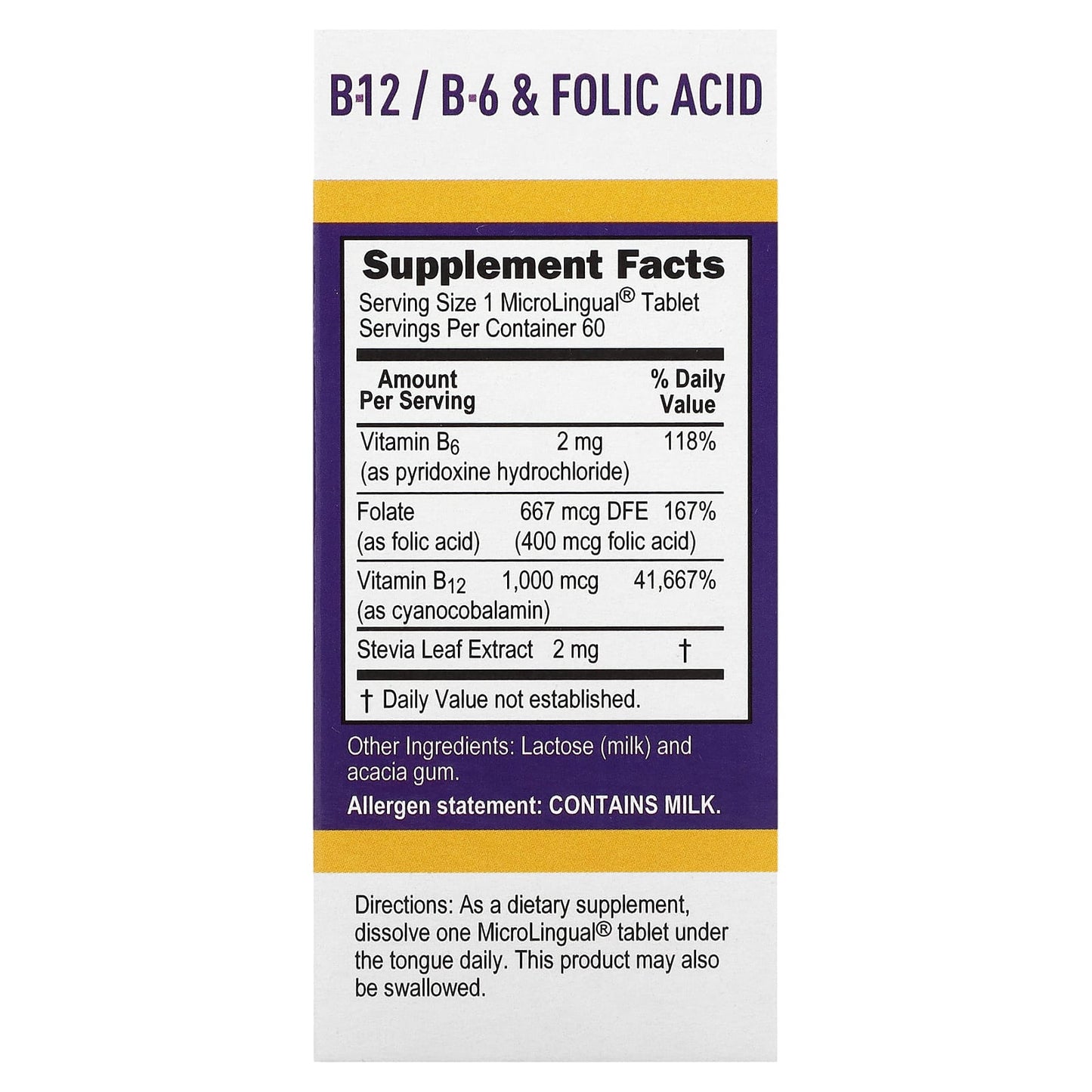 Superior Source, Cyanocobalamin & B-12 &  B-6 & Folic Acid, 1,000 mcg & 2 mg & 400 mcg, 60 MicroLingual Instant Dissolve Tablets - Image 2