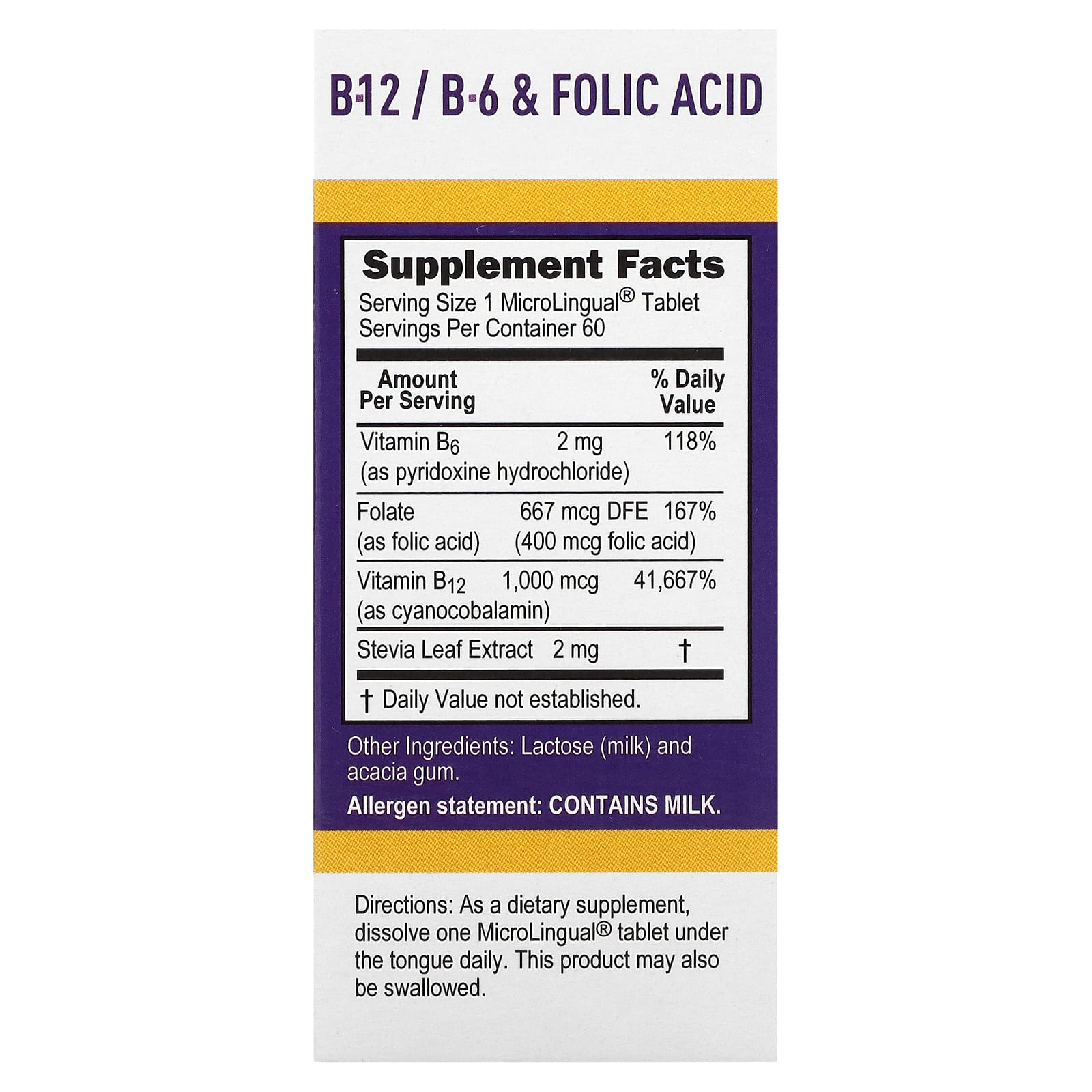 Superior Source, Cyanocobalamin & B-12 &  B-6 & Folic Acid, 1,000 mcg & 2 mg & 400 mcg, 60 MicroLingual Instant Dissolve Tablets - Image 2