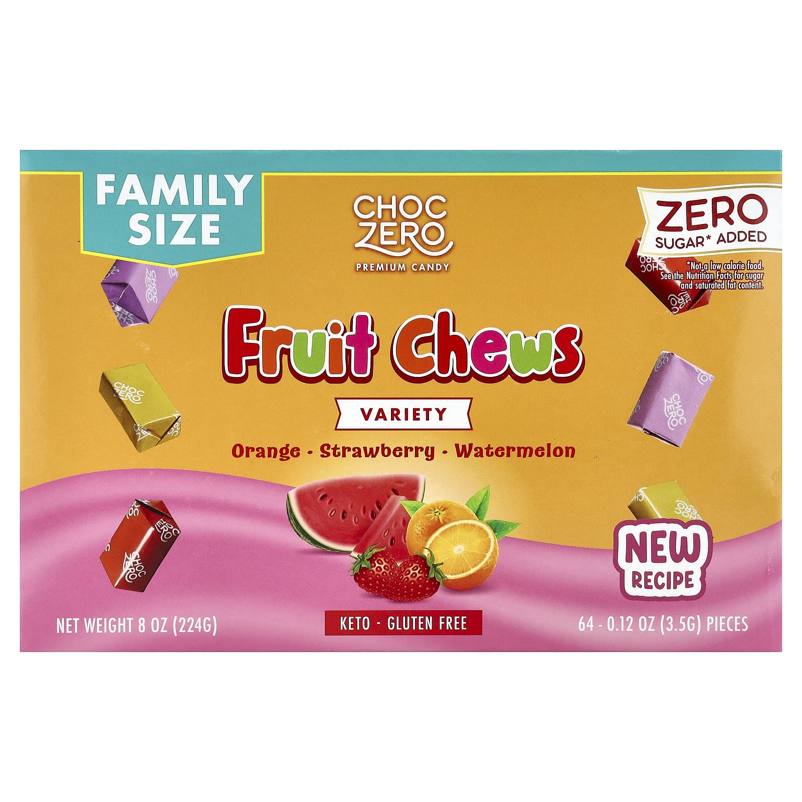 ChocZero Sugar-Free Fruit Chews, 64 Pieces, 3 Delicious Flavors - Image 1