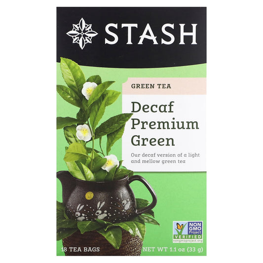 Stash Tea, Premium Green Tea, Decaf , 18 Tea Bags, 1.1 oz (33 g) - Image 1