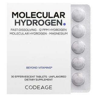 Codeage Molecular Hydrogen Tablets - 30 Unflavored Effervescent Tablets