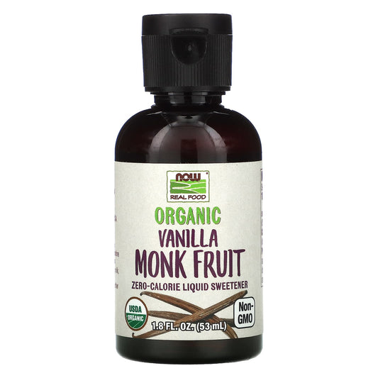 NOW Foods, Real Food, Organic Monk Fruit, Liquid Sweetener, Vanilla, 1.8 fl oz (53 ml) - Image 1