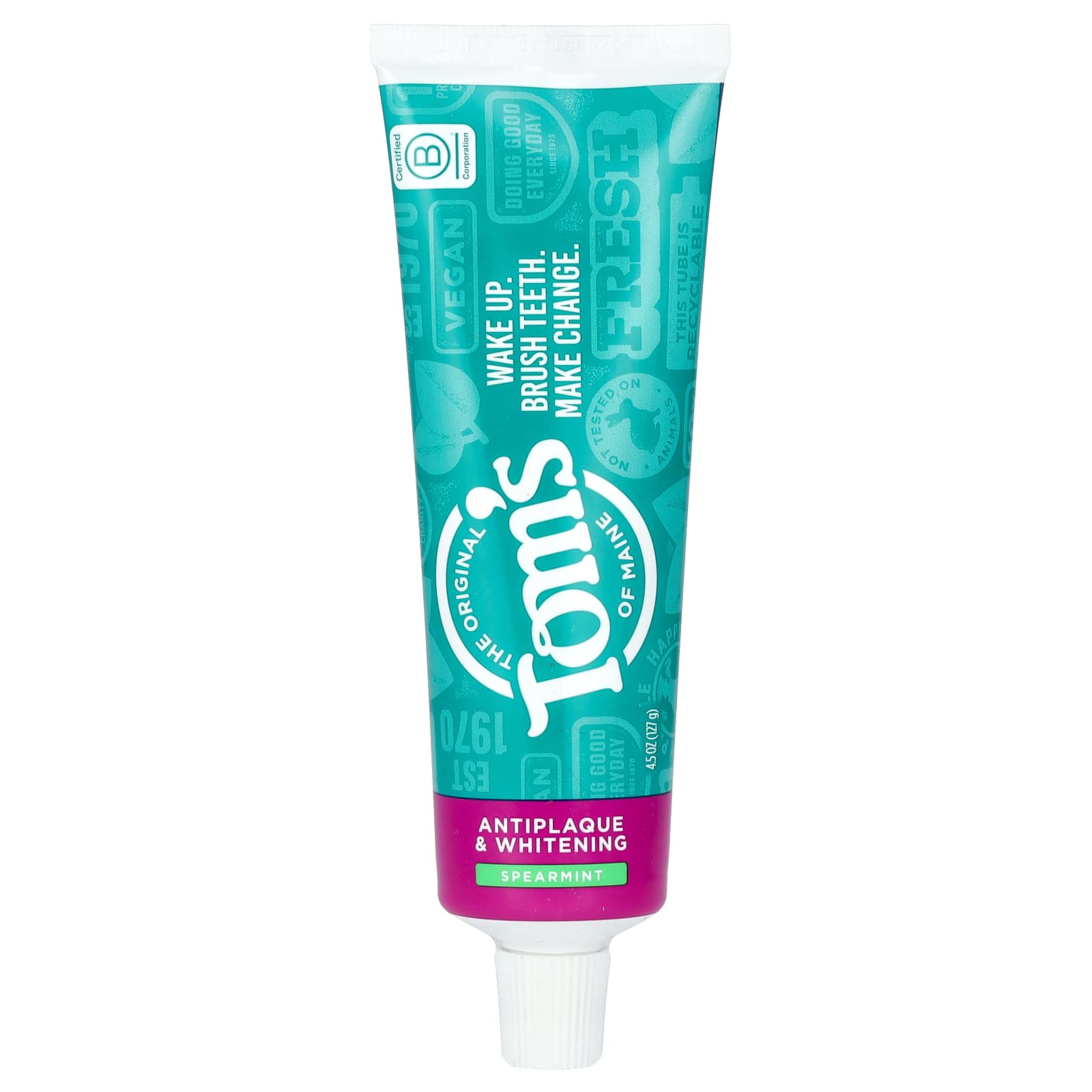 Tom's of Maine, Antiplaque & Whitening Toothpaste, Fluoride Free, Spearmint , 4.5 oz (127 g) - Image 1