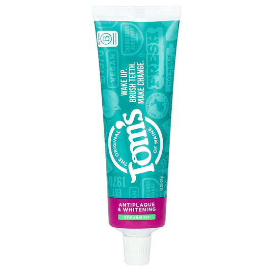 Tom's of Maine, Antiplaque & Whitening Toothpaste, Fluoride Free, Spearmint , 4.5 oz (127 g) - Image 1