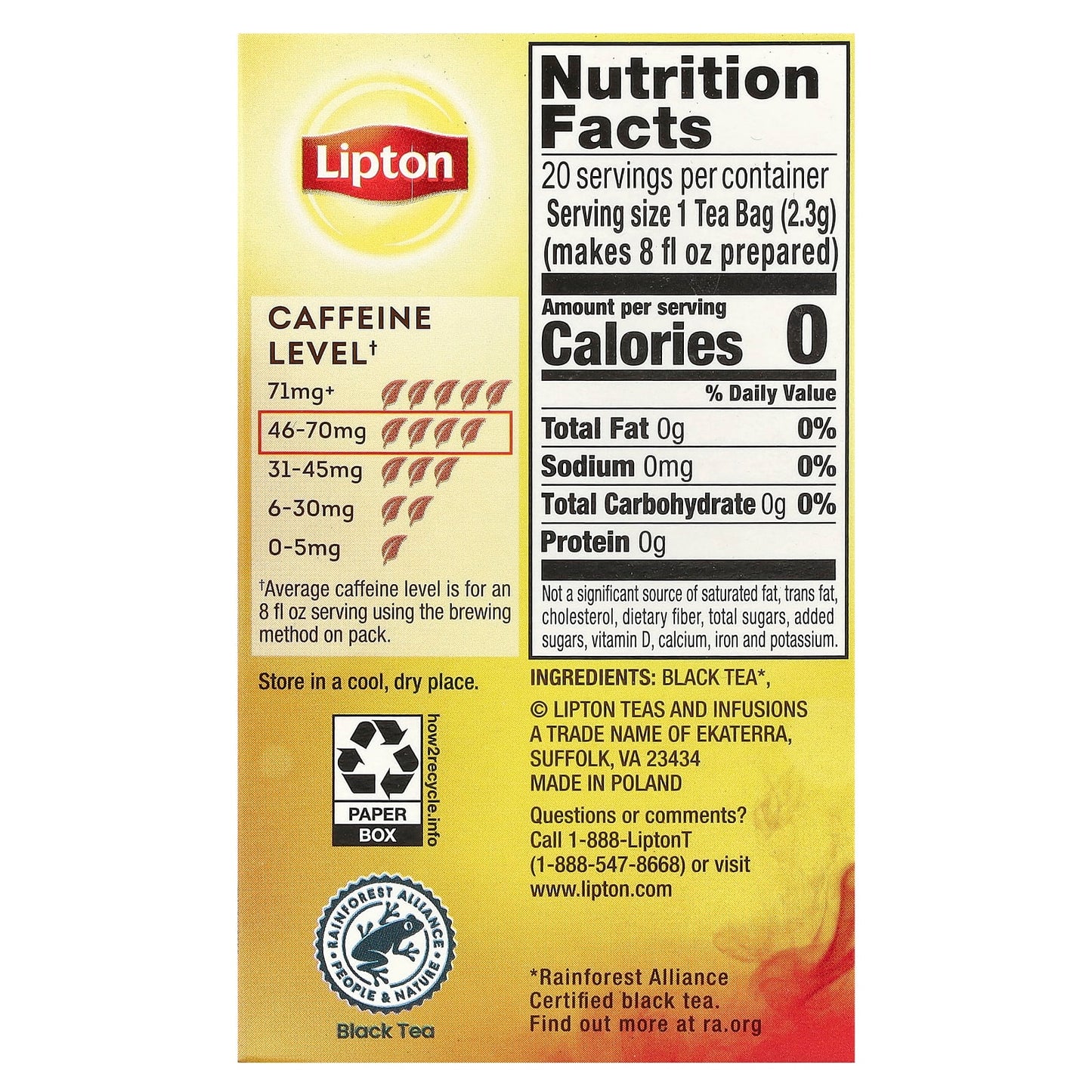 Lipton, English Breakfast Black Tea, 20 Pyramid Tea Bags, 1.6 oz (46 g) - Image 2